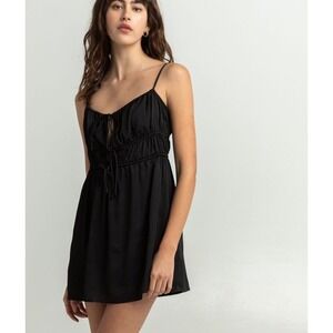 FP Intimately Free People Black Meant To Be Ruched Mini Dress Women Size S Small